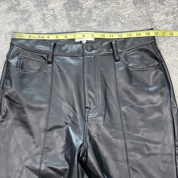 New 7 For All Mankind Faux Leather High Waist Slim Kick Pants Black Sz 31 - Picture 9 of 16